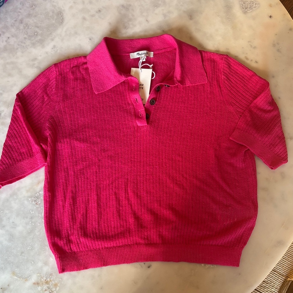 Madewell Fuchsia Knit Polo Shirt